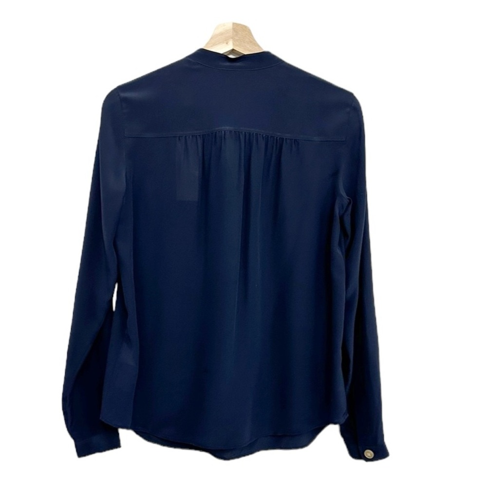 NWT Vince Navy Blue Washed-Silk Utility Blouse Size XS - Picture 8 of 15